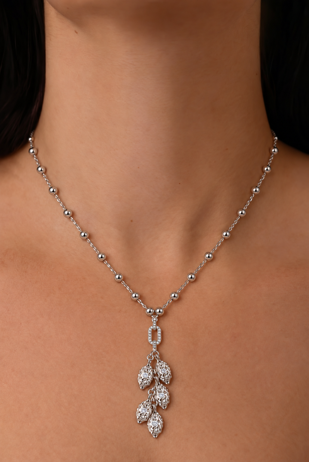 Five Cocoon Necklace in Sterling Silver