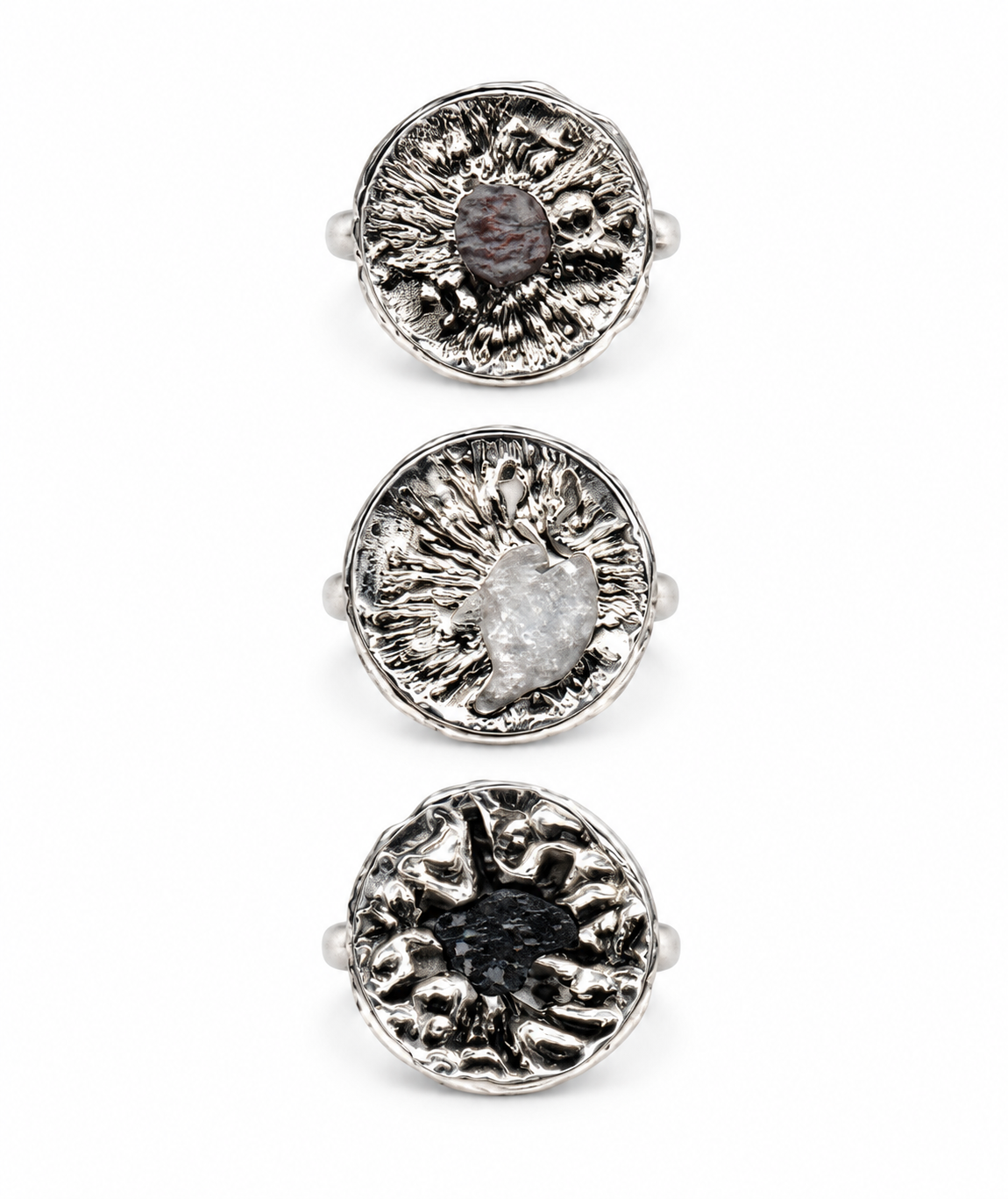 Patterned Glass Cocoon Ring in Sterling Silver