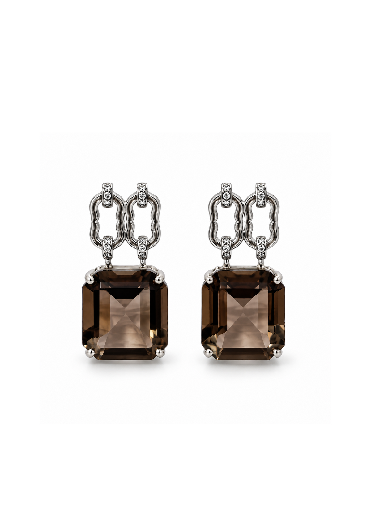 Logo Knot Smoky Quartz Stud Earrings in Sterling Silver