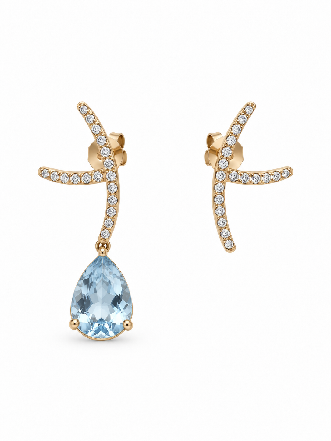 Aquamarine OT Stud Earrings in 18K Gold
