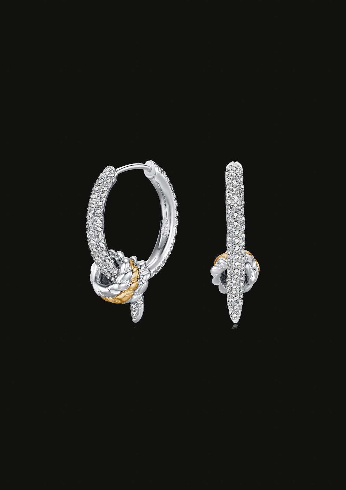 Fishtail Articulated Hoop Earrings — White in 18K Gold