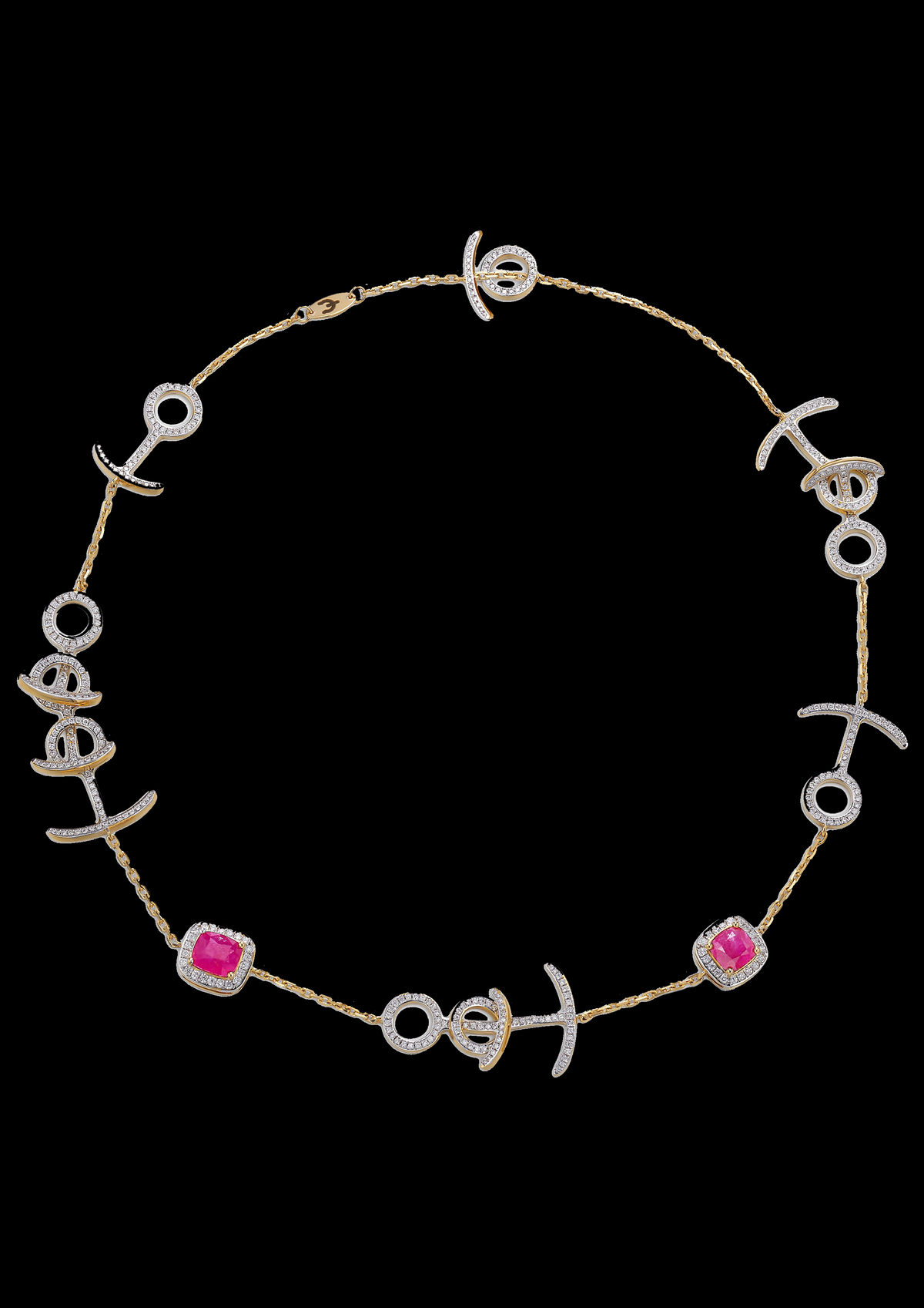 Fishtail Ruby Necklace — Short in 18K Gold