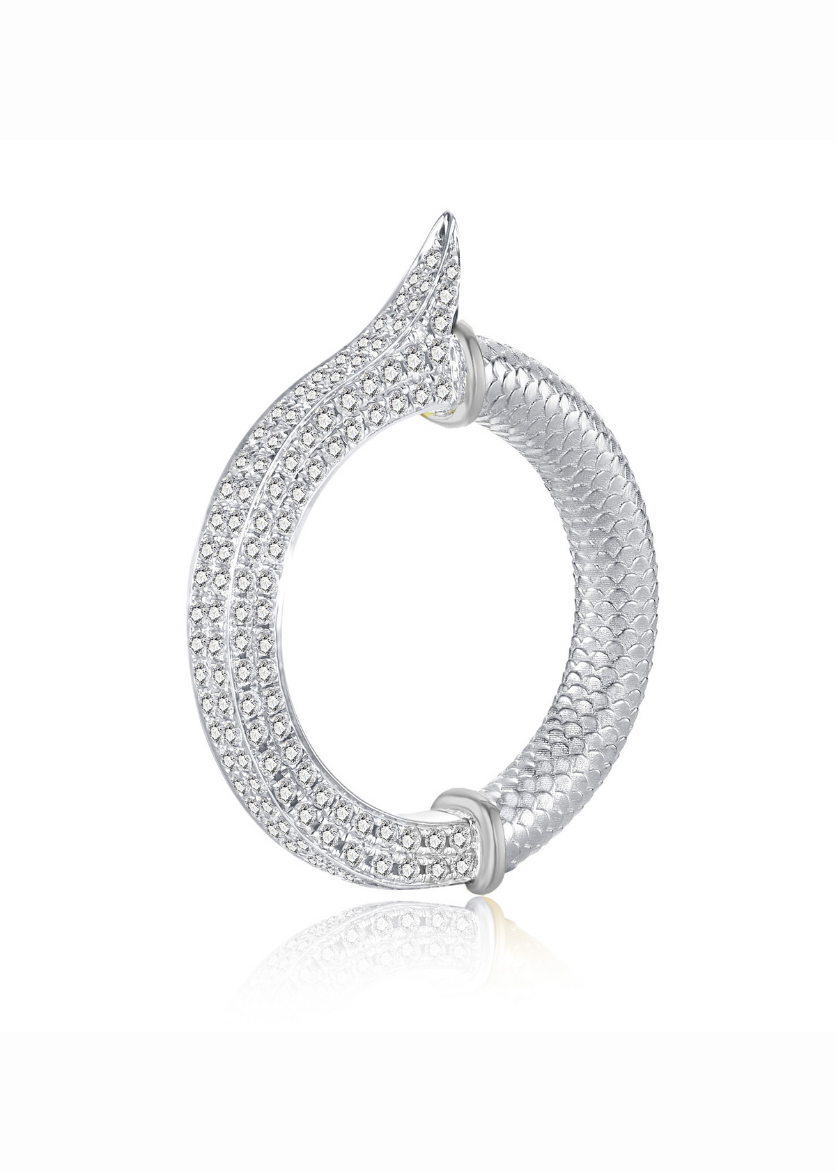 White Fishtail Ring in Sterling Silver