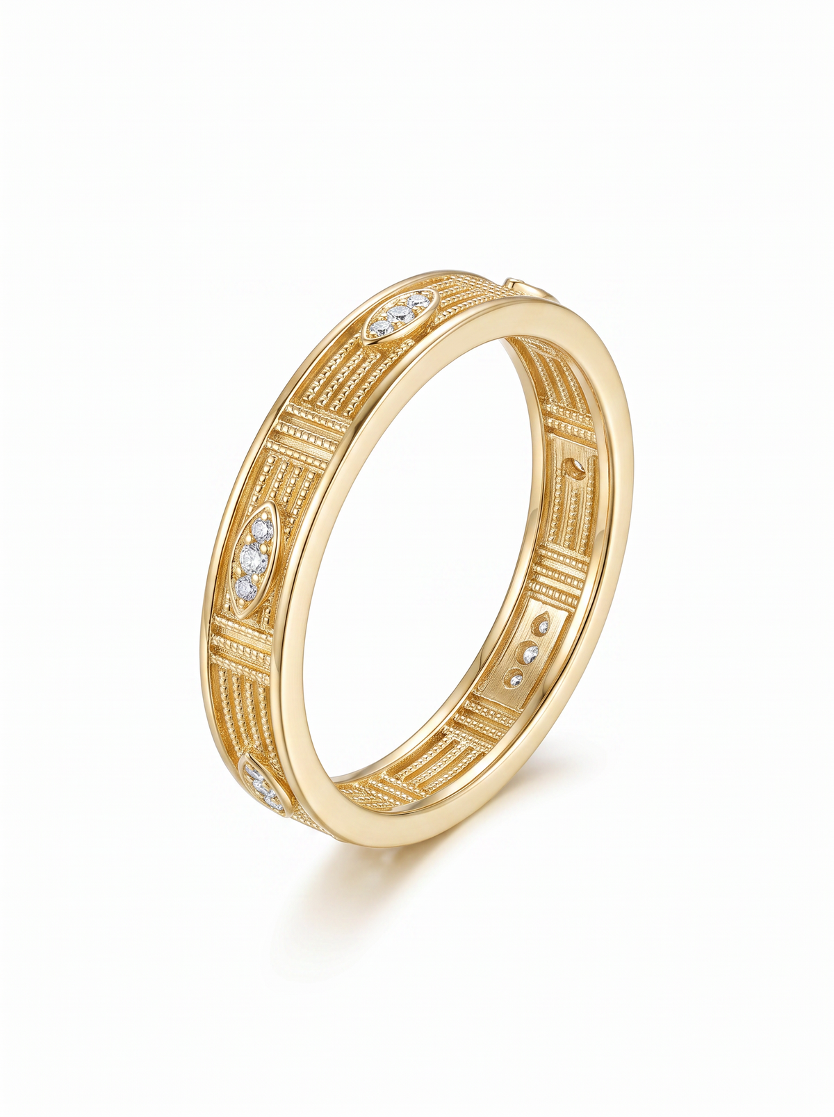 Slim Filigree Diamond Ring in 18K Gold