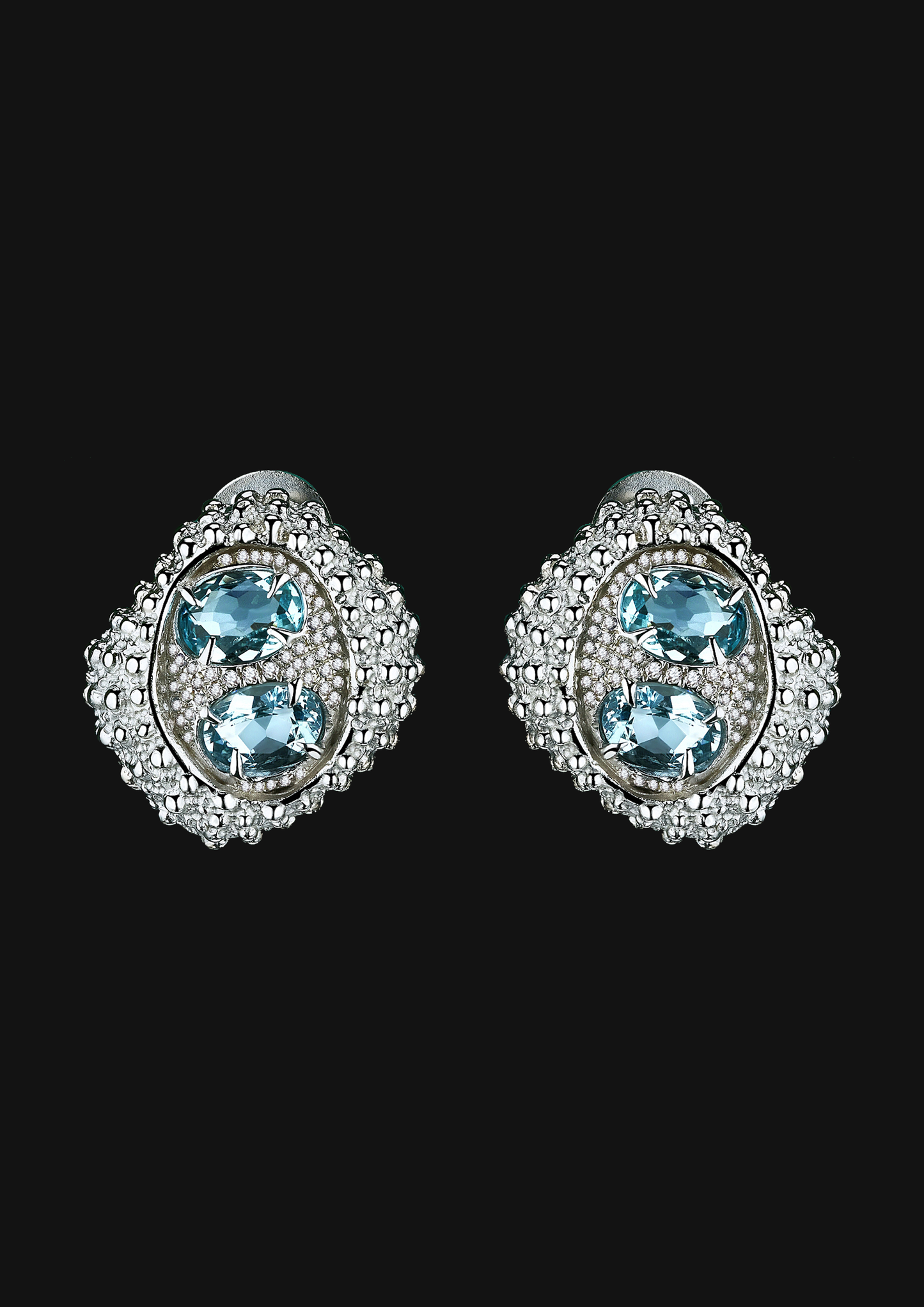 Aquamarine Urchin Earring