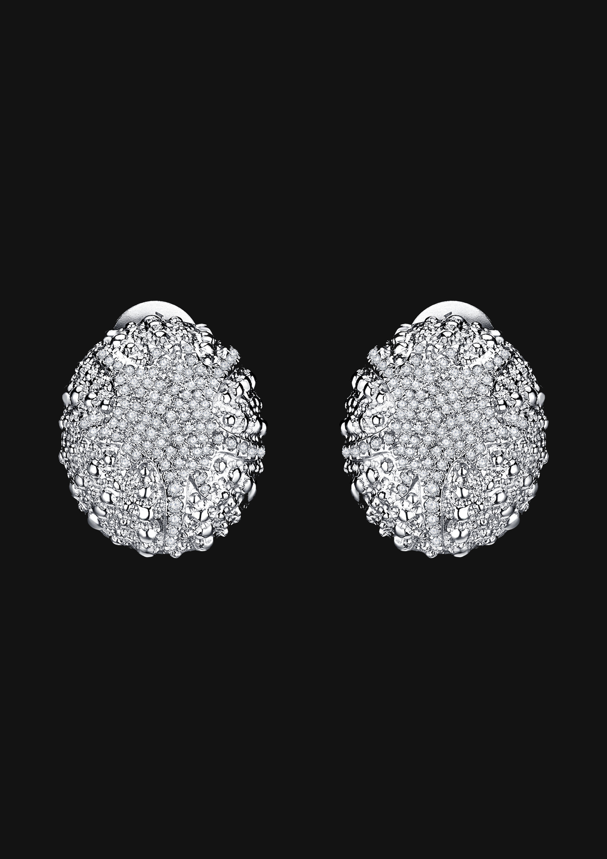 White Urchin Earrings in Sterling Silver