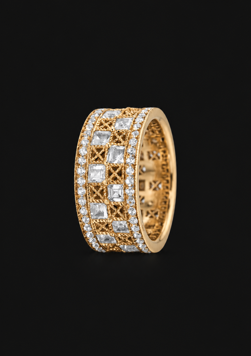 Chessboard Filigree Ring — Gold in 18K Gold