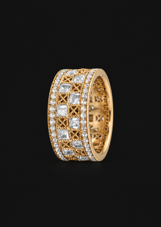 Chessboard Filigree Ring — Gold in 18K Gold