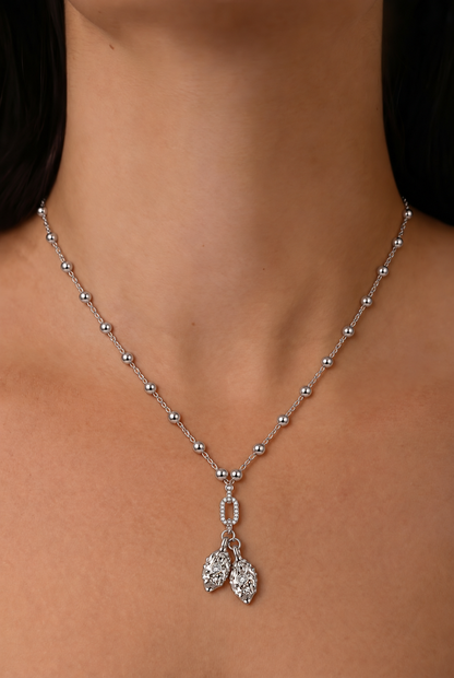 Double Cocoon Necklace in Sterling Silver