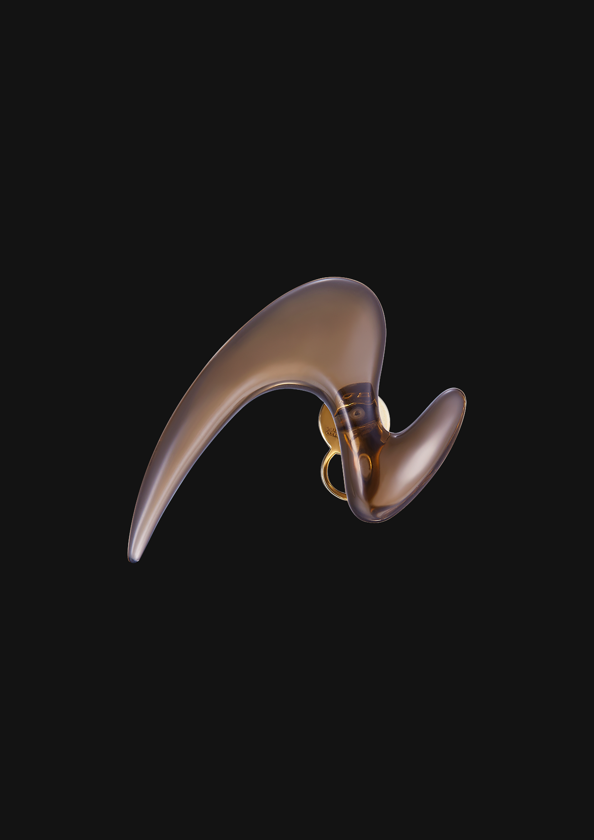 Large Z Crystal Single Stud — Brown in 18K Gold