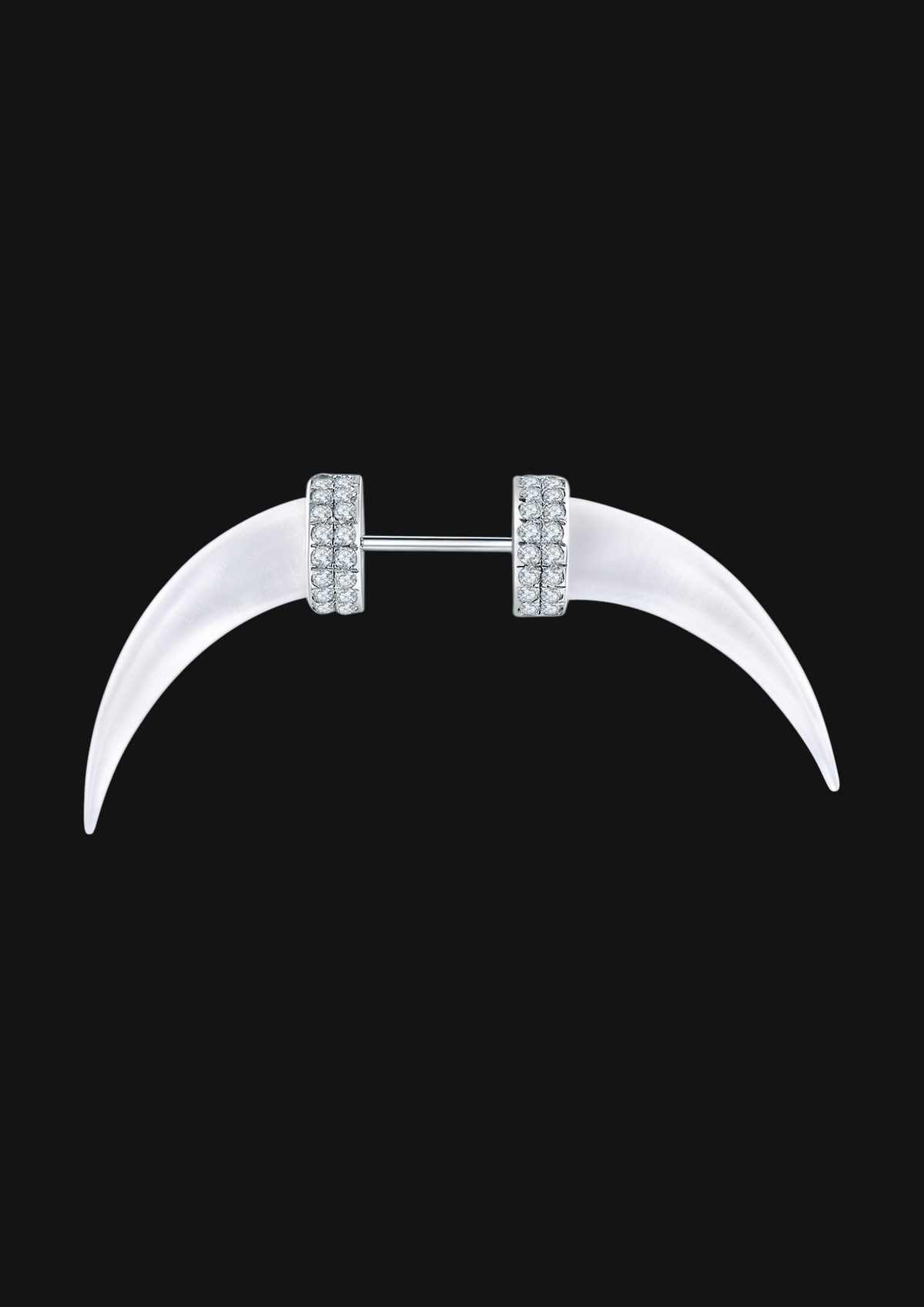 Double Crystal Single Stud — White in 18K Gold