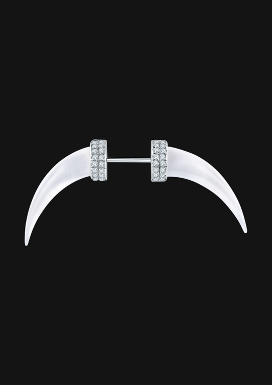 Double Crystal Single Stud — White in 18K Gold