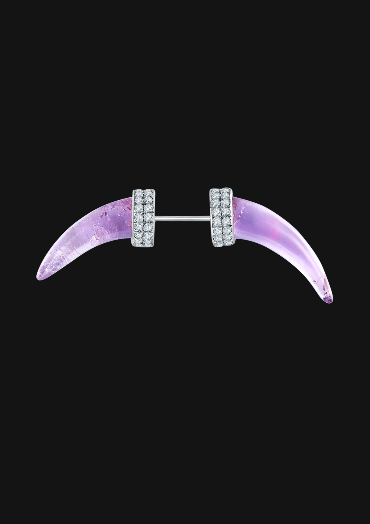Double Crystal Single Stud — Purple in 18K Gold