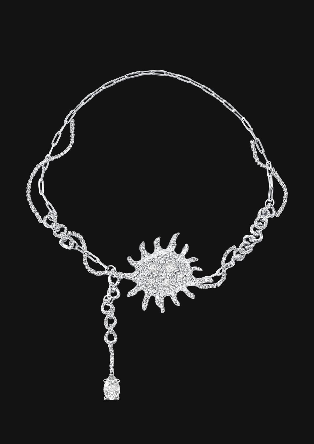 Diamond Urchin Necklace in 18K Gold