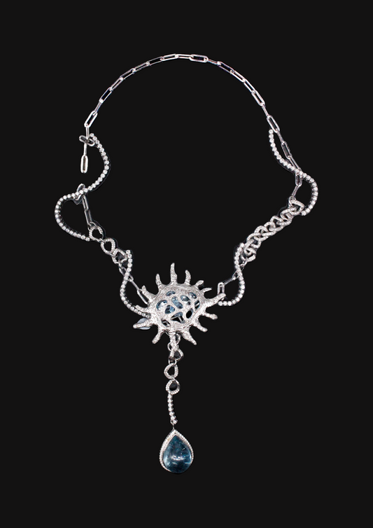 Aquamarine Urchin Necklace in 18K Gold
