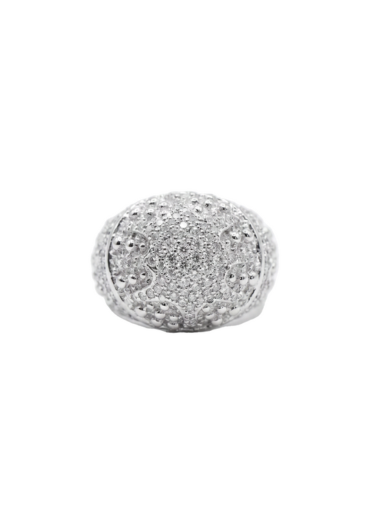 White Urchin Ring in Sterling Silver