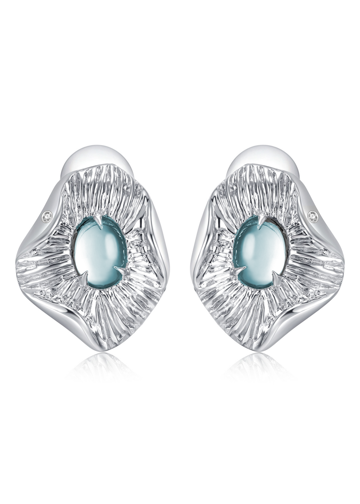 Aquamarine Urchin Stud Earrings in Sterling Silver