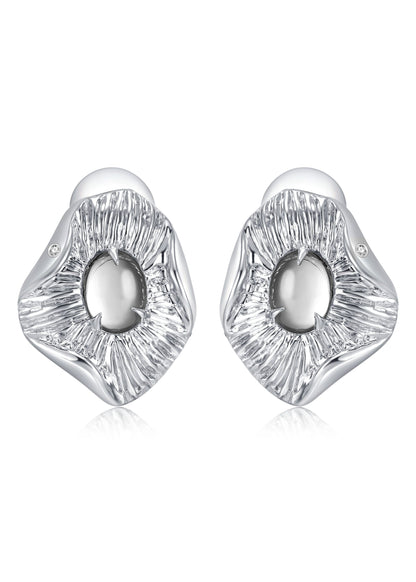 Clear Quartz Urchin Stud Earrings in Sterling Silver