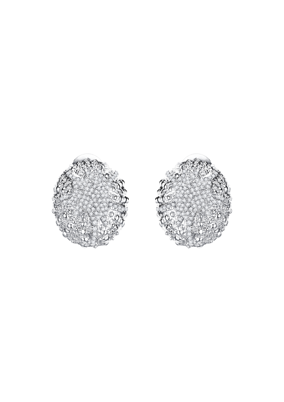 White Urchin Earrings in Sterling Silver