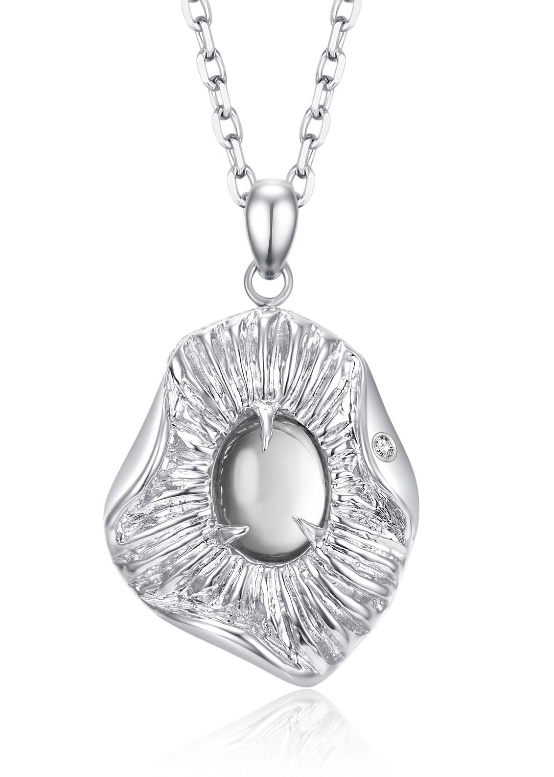 Aquamarine Urchin Necklace in Sterling Silver