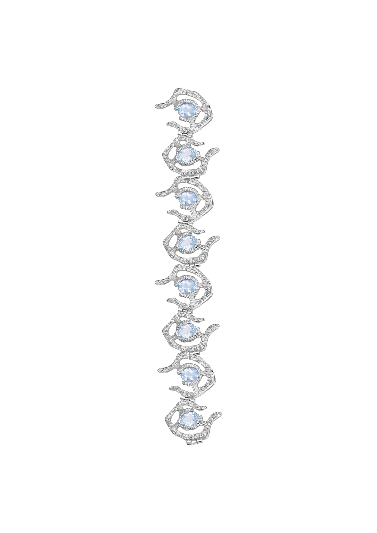 Aquamarine Urchin Cluster Bracelet in Sterling Silver