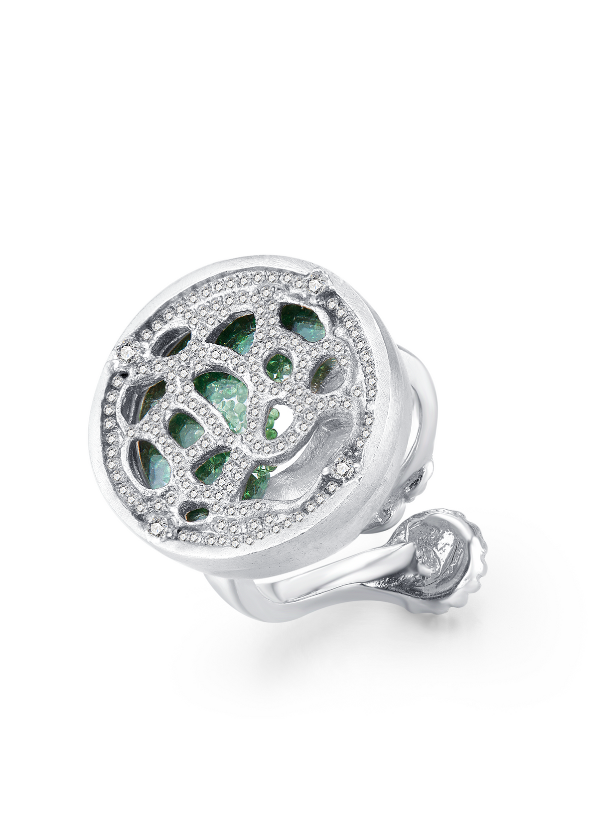 Pavé Glass Cocoon Ring in Sterling Silver