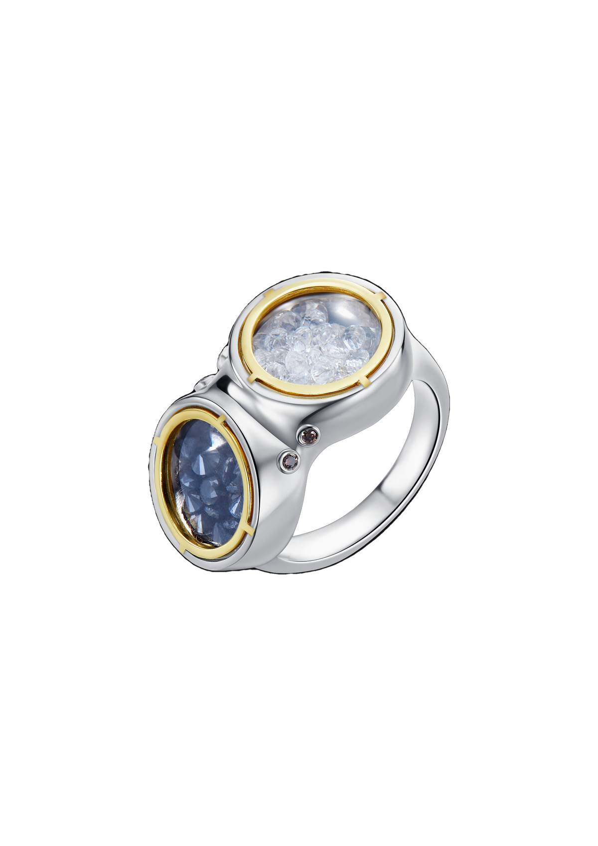 Double Glass Cocoon Ring in Sterling Silver