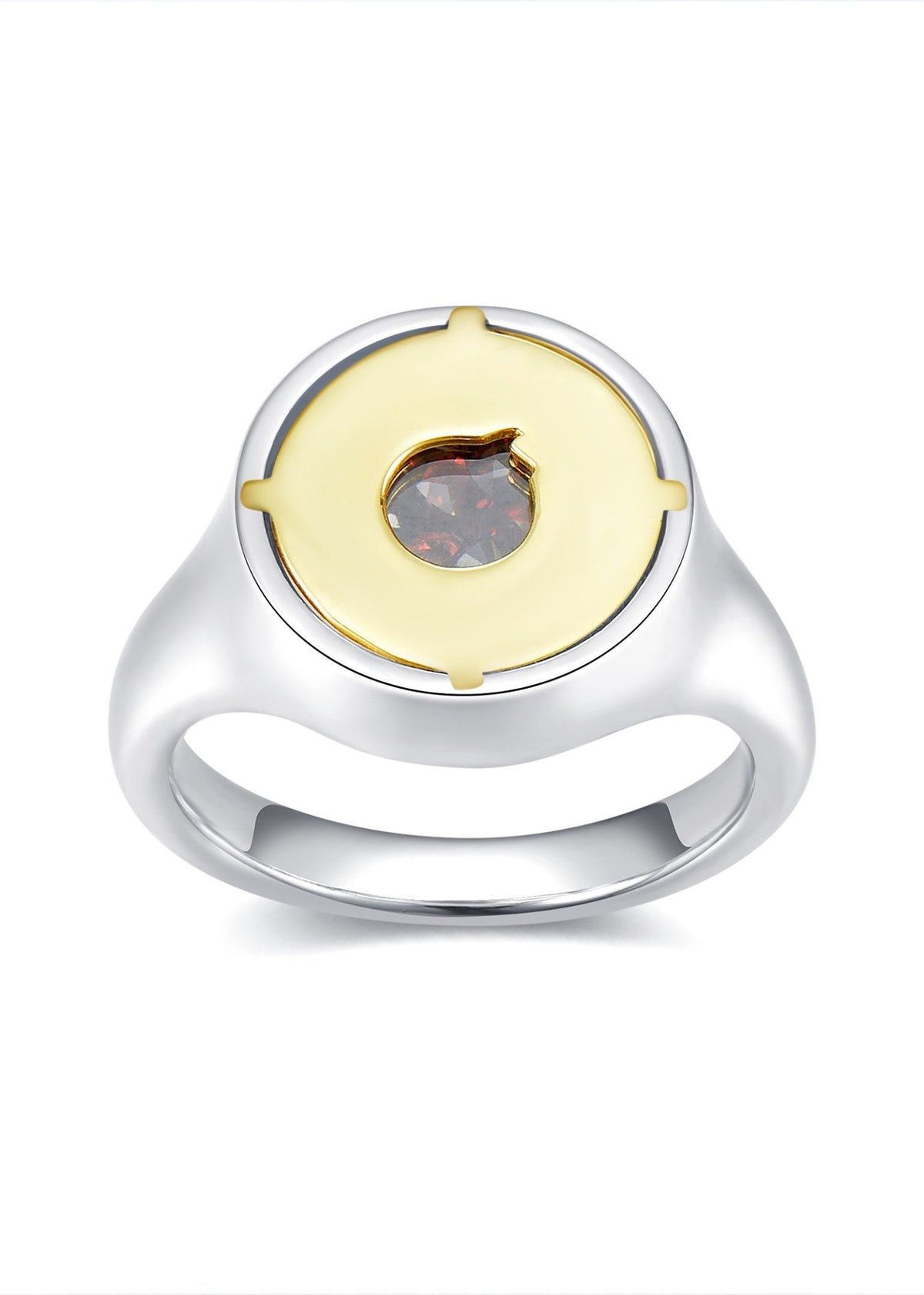 Glass Cocoon Ring 01 with 9K Gold in Sterling Silver