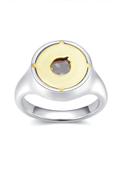 Glass Cocoon Ring 01 with 9K Gold in Sterling Silver