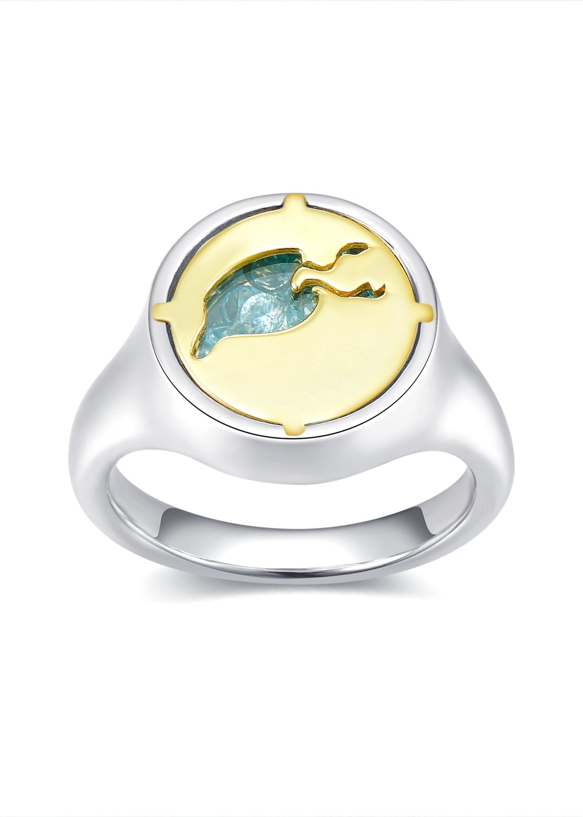 Glass Cocoon Ring 02 with 9K Gold in Sterling Silver