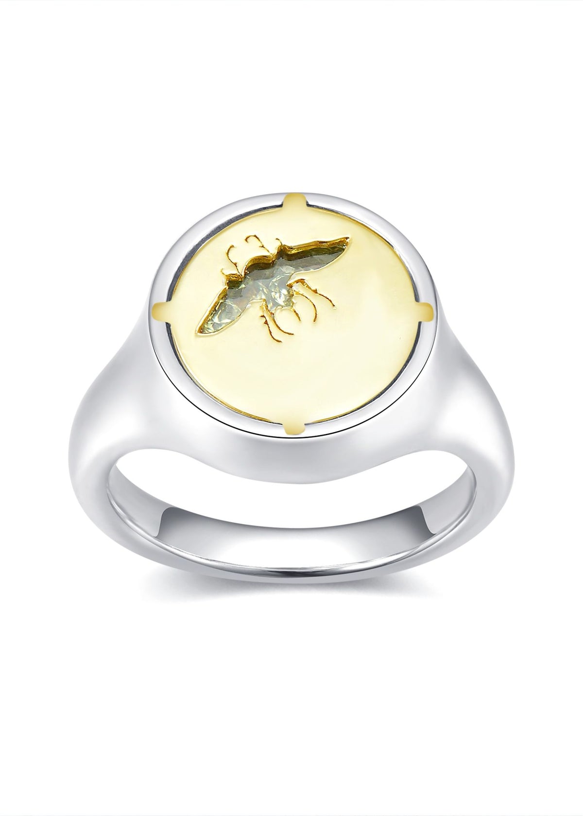 Glass Cocoon Ring 03 with 9K Gold in Sterling Silver