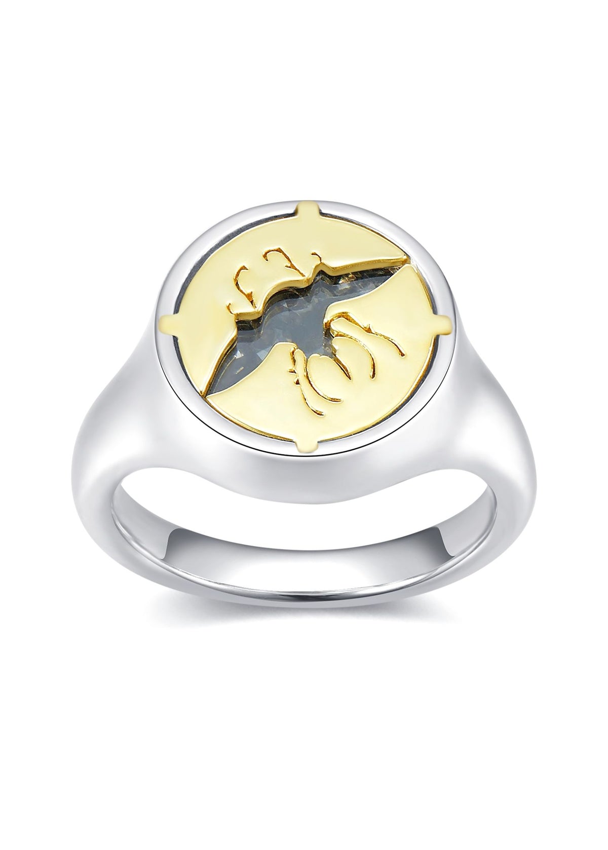 Glass Cocoon Ring 04 with 9K Gold in Sterling Silver
