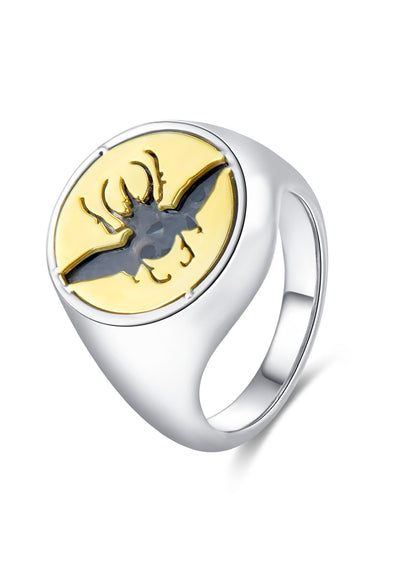Glass Cocoon Ring 05 with 9K Gold in Sterling Silver