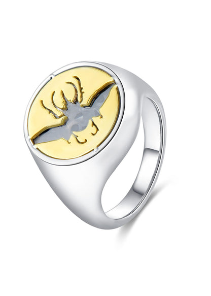 Glass Cocoon Ring 06 with 9K Gold in Sterling Silver