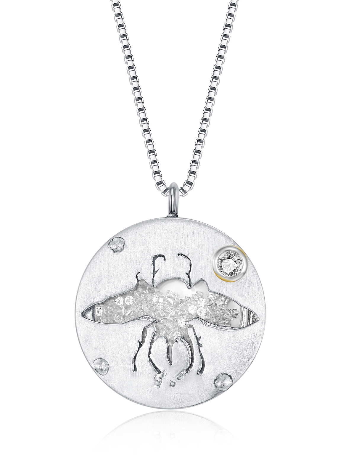Glass Cocoon Necklace in Sterling Silver