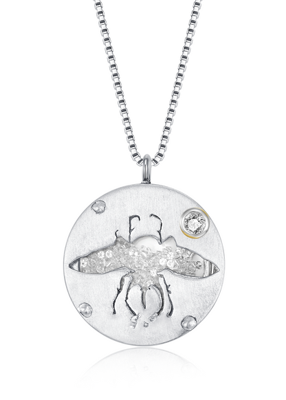 Glass Cocoon Necklace in Sterling Silver