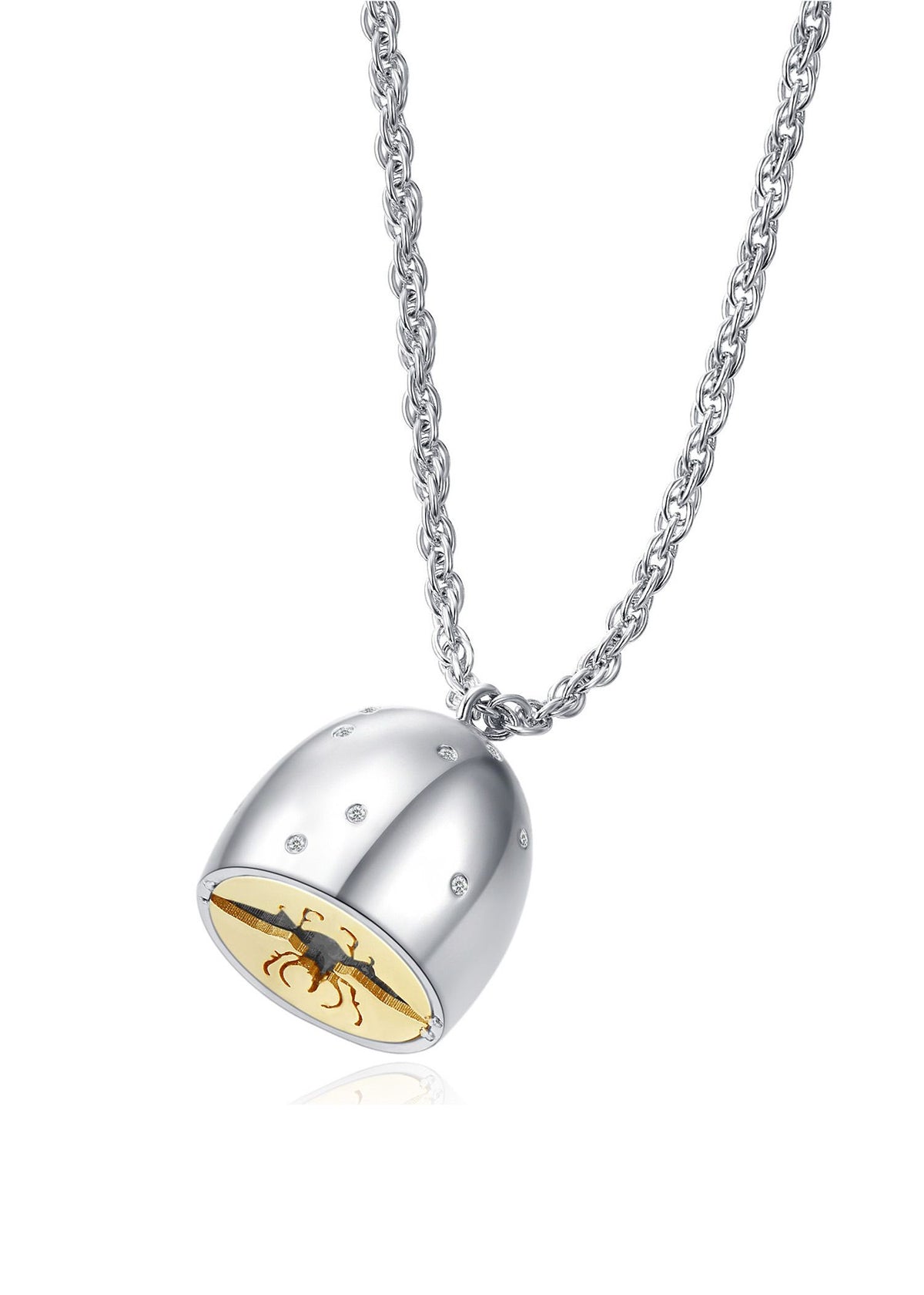 Glass Cocoon Necklace 01 with 9K Gold in Sterling Silver