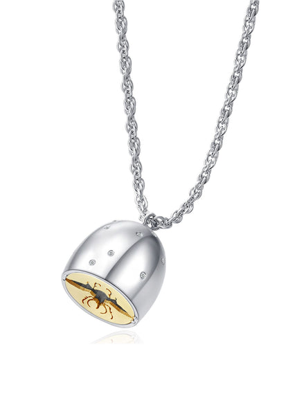 Glass Cocoon Necklace 01 with 9K Gold in Sterling Silver