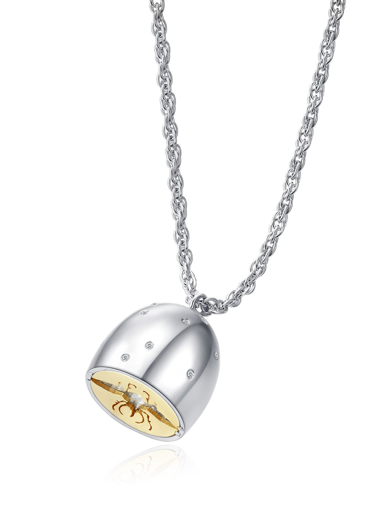 Glass Cocoon Necklace 02 with 9K Gold in Sterling Silver