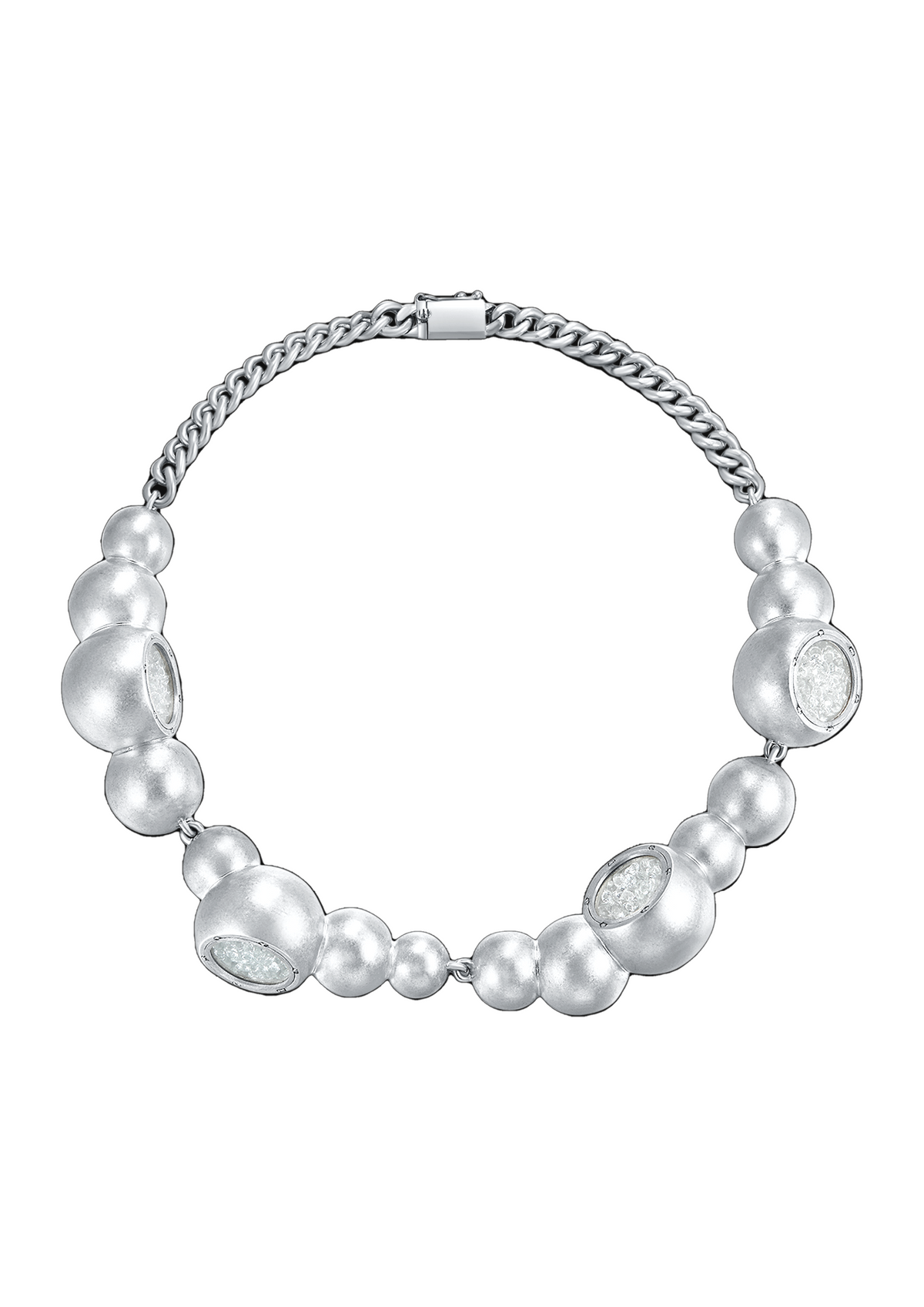 Glass Cocoon Cluster Necklace in Sterling Silver
