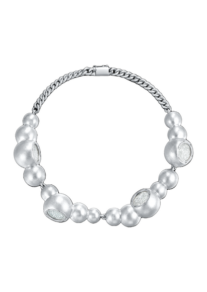 Glass Cocoon Cluster Necklace in Sterling Silver