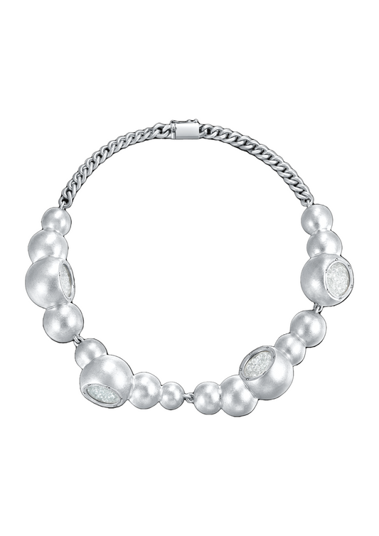 Glass Cocoon Cluster Necklace in Sterling Silver