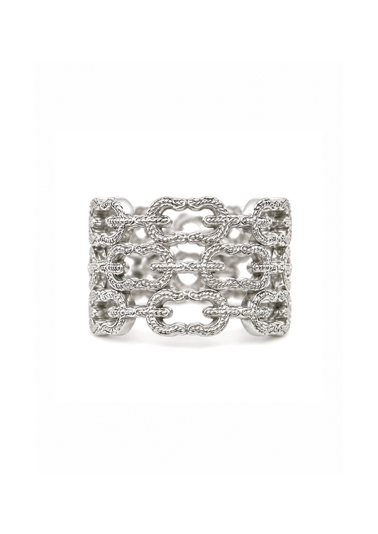 Triple Logo Knot Ring in Sterling Silver