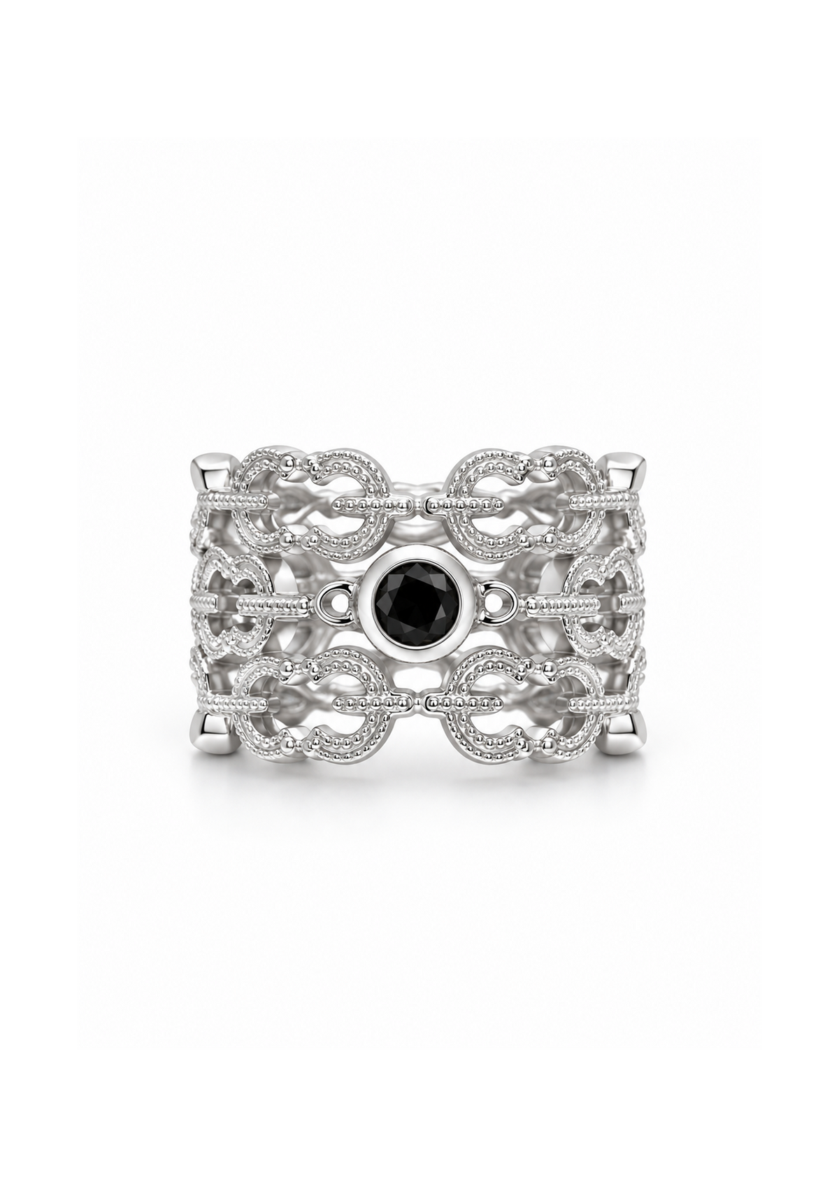 Triple Logo Knot Smoky Quartz Ring in Sterling Silver