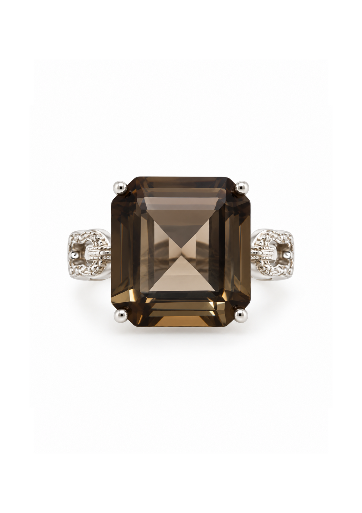 Logo Knot Smoky Quartz Ring in Sterling Silver