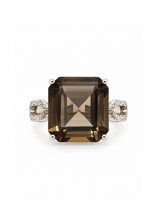 Logo Knot Smoky Quartz Ring in Sterling Silver
