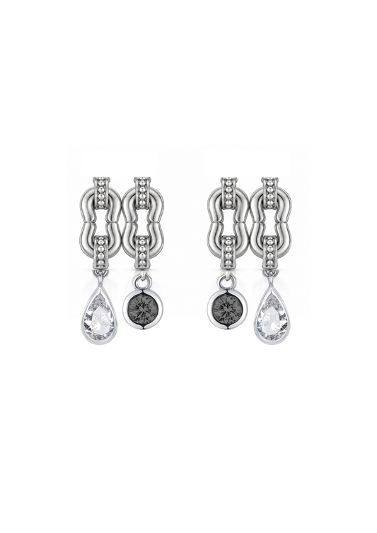 Logo Knot Teardrop Earrings in Sterling Silver