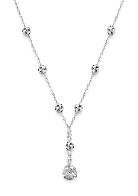 Sphere Cocoon Y Necklace in Sterling Silver