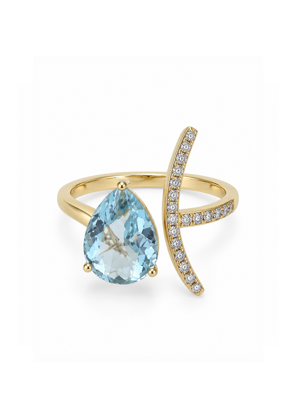 Aquamarine OT Open Ring in 18K Gold