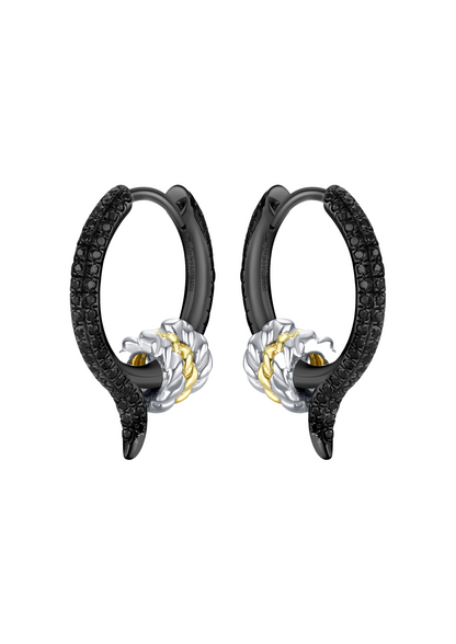 Black Fishtail Earrings in Sterling Silver